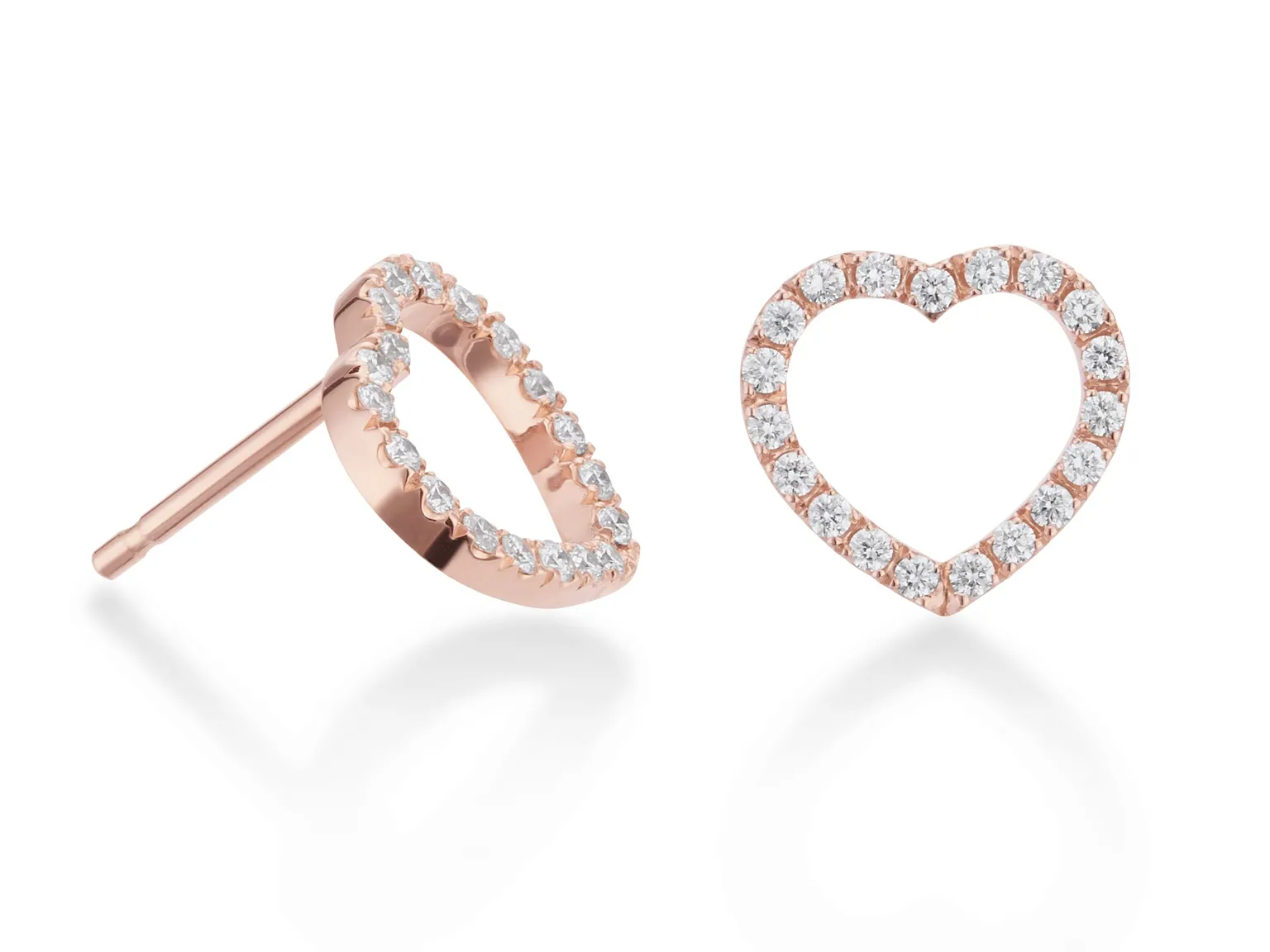 Orecchini Cuore Diamanti Oro Rosa