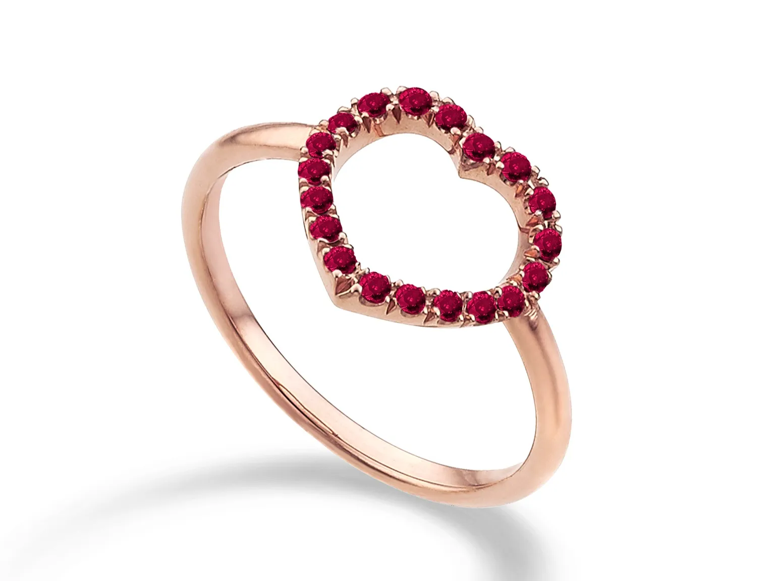 Anello Cuore Rubini Oro Rosa