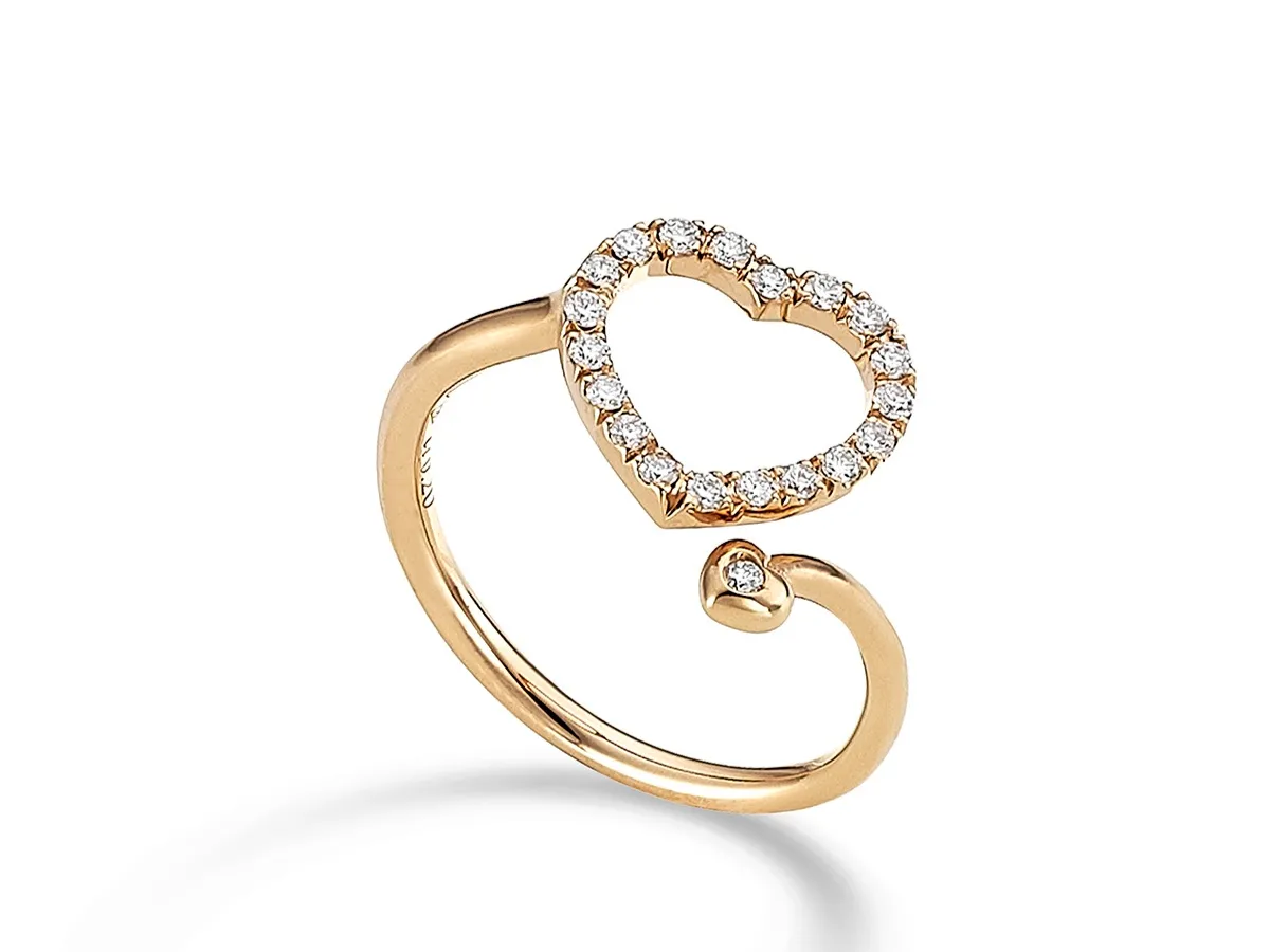 Anello Cuore Diamanti Oro Rosa