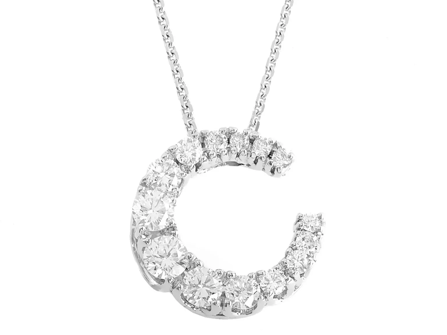 Collana con pendente a mezzaluna in diamanti