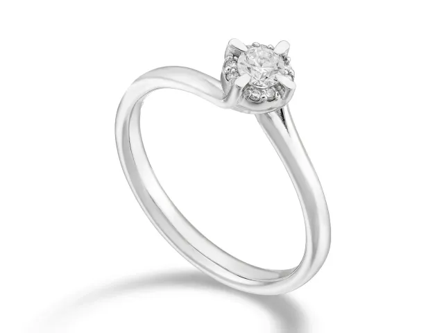 Anello Solitario Diamante Oro Bianco